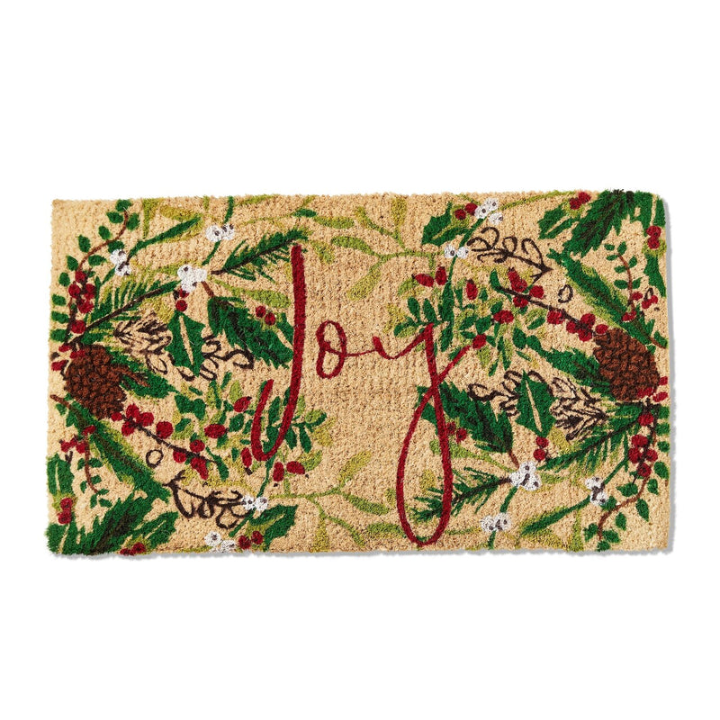 "Joy"Holly Coir Doormat | Putti Christmas Canada