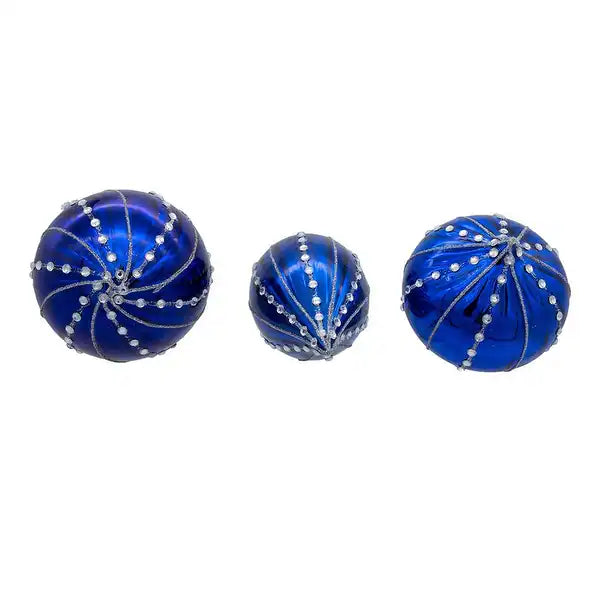Blue with Crystal Jewels Glass Ornament | Putti Christmas