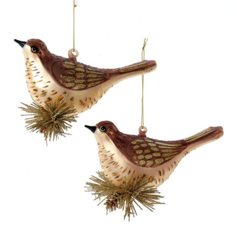 Kurt Adler Brown & Gold Bird | Putti Christmas Decorations