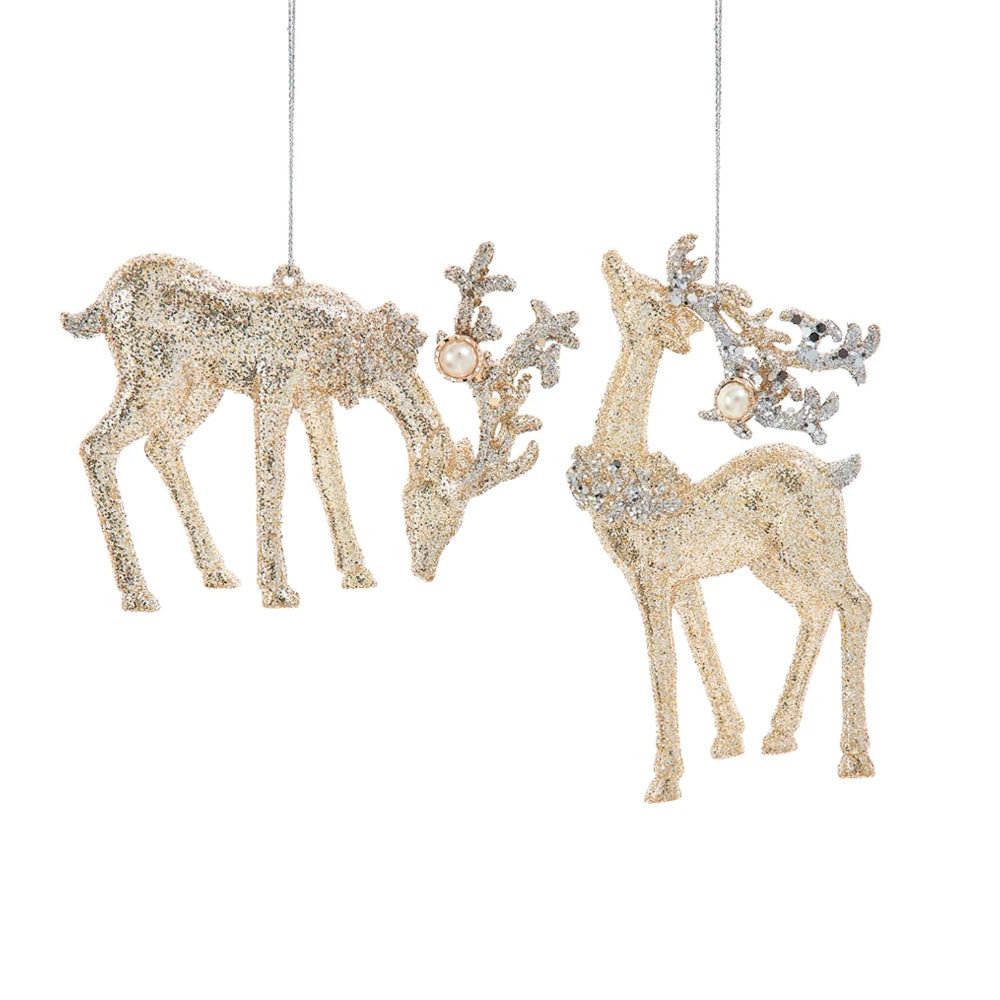 Kurt Adler Platinum Reindeer Ornament | Putti Christmas Decorations