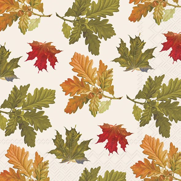 Earthtone Leaves Cream Paper Lunch Napkin