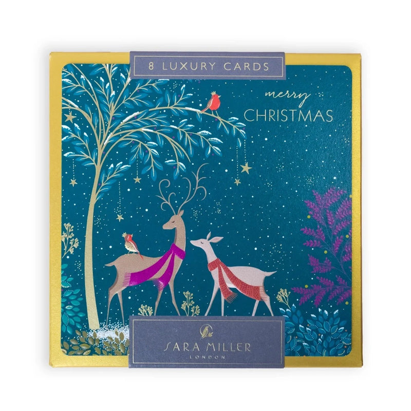 Sara Miller Festive Deers “Merry Christmas” Boxed Christmas Cards | Putti