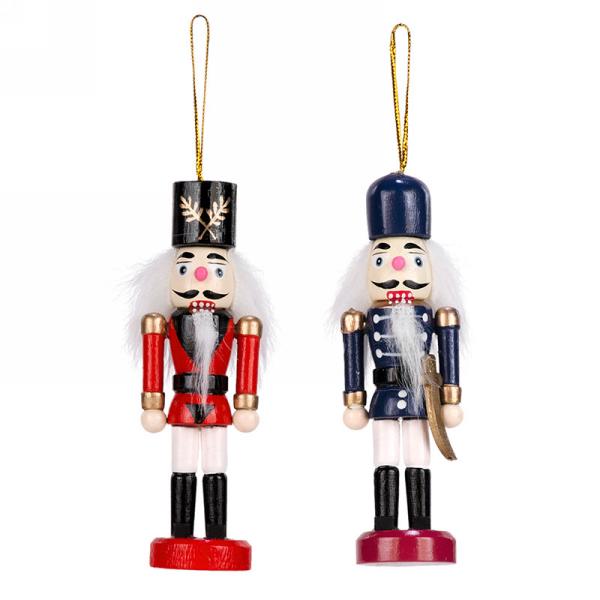 Small Wooden Nutcracker Ornament - Blue