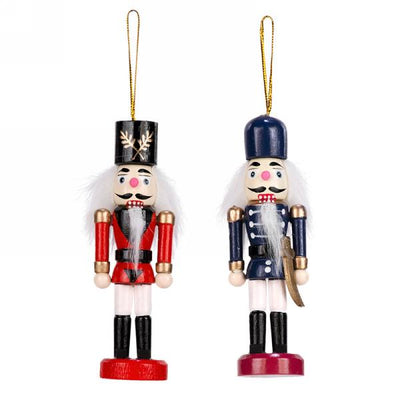 Small Wooden Nutcracker Ornament - Blue
