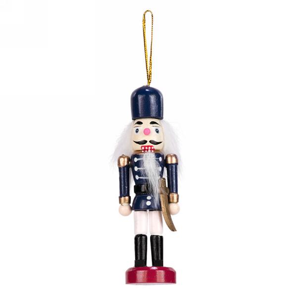 Small Wooden Nutcracker Ornament - Blue