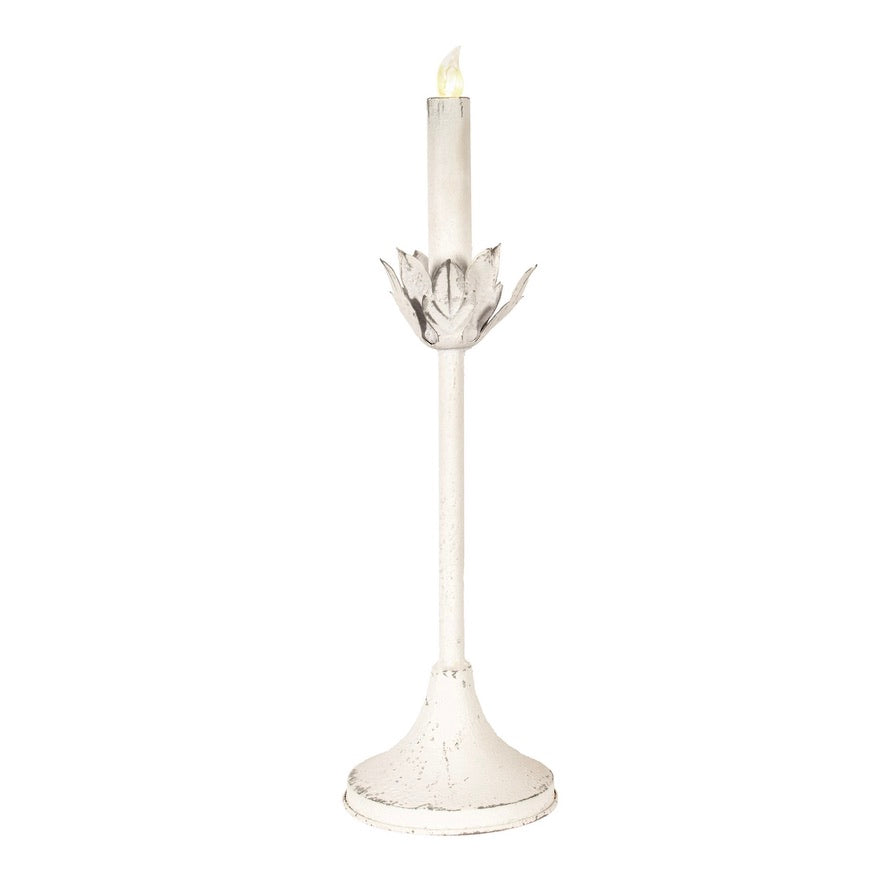 Led Candle in Metal Candle Holder with Leaves - Large | Putti Fine Furnishings Canada