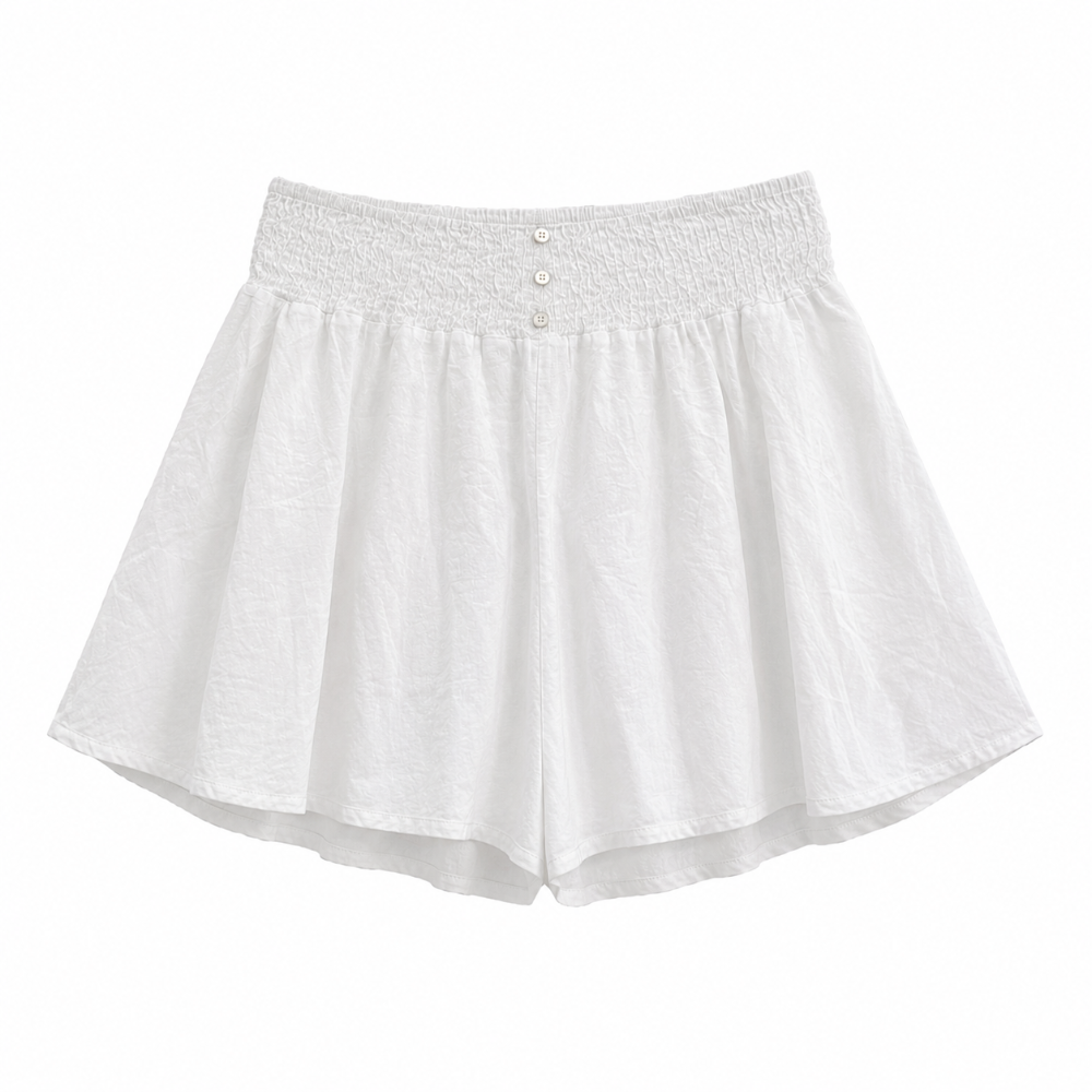 Linen Blend Culottes - White | Putti Fine Fashions