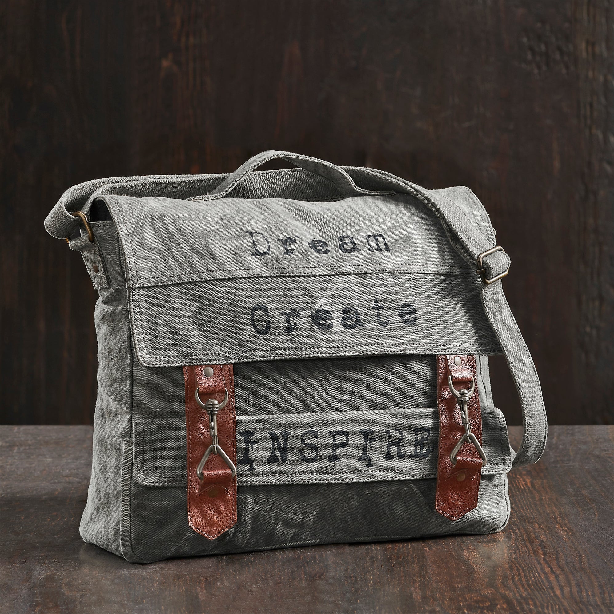 Mona B "Dream Create Inspire" Canvas Up-cycled Bag