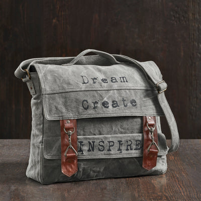 Mona B "Dream Create Inspire" Canvas Up-cycled Bag