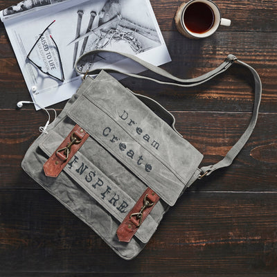 Mona B "Dream Create Inspire" Canvas Up-cycled Bag