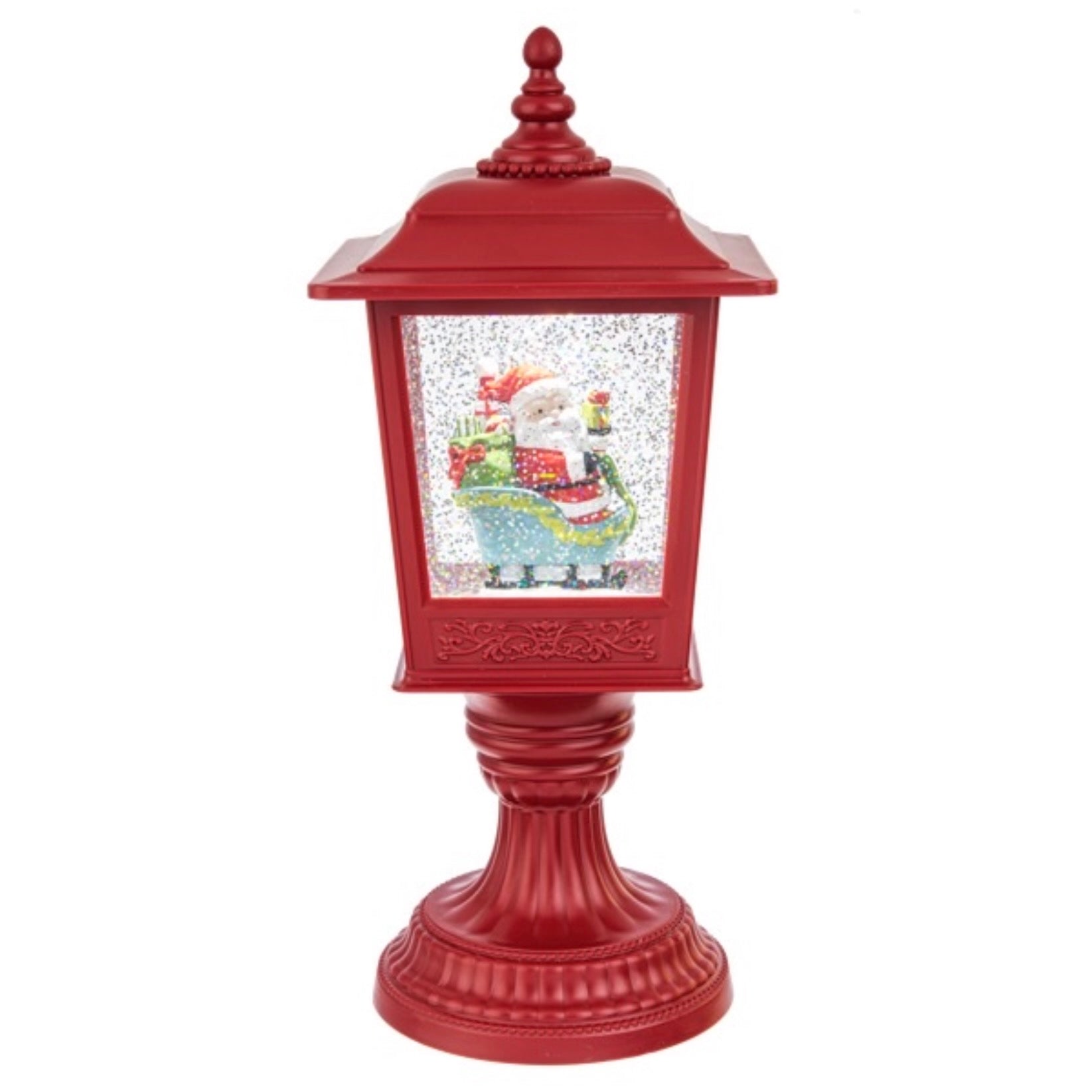 LED Light Up Shimmer Santa in Sleigh Lantern  | Putti Christmas Decorations