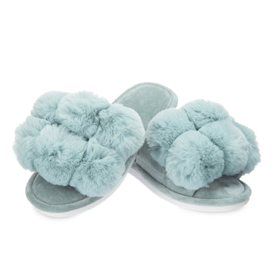 Pom Pom Slippers - Sea Blue