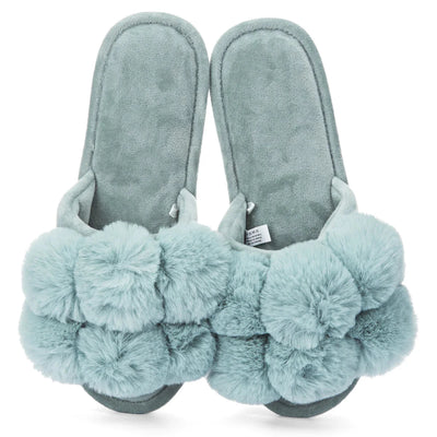 Pom Pom Slippers - Sea Blue