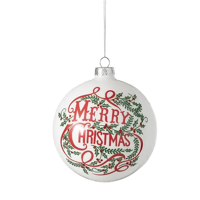 "Merry Christmas" Glass Ball Ornament | Putti Christmas Decorations