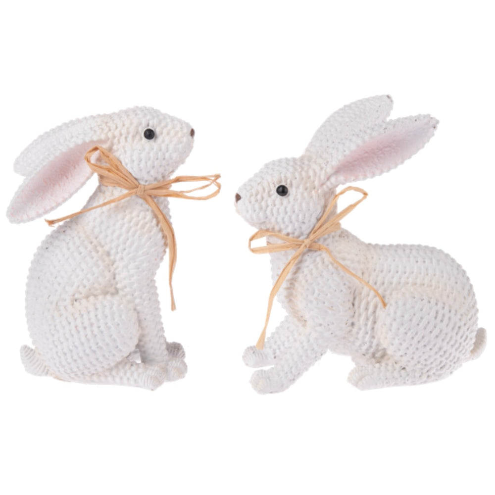 Midwest White Basket Weave Bunnies | Putti Easter Decor