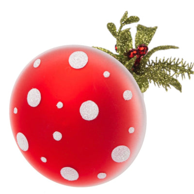 Mistletoe Glass Mushroom Branch Clip  | Putti Christmas Decorations