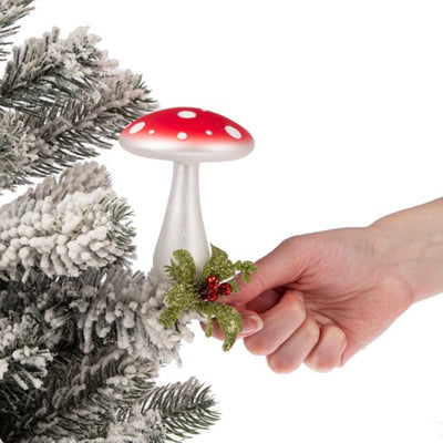 Mistletoe Glass Mushroom Branch Clip  | Putti Christmas Decorations