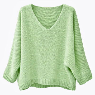 Mohair Blend V-Neck Sweater - Apple Green | Putti Fine Fashions
