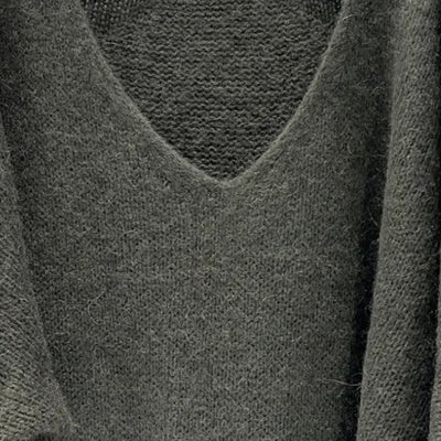 Mohair Blend V-Neck Sweater - Charcoal Grey | Putti Fine Fashions