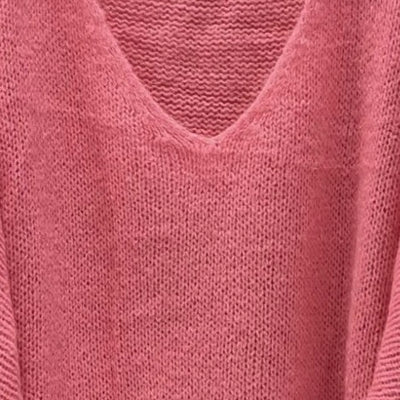 Mohair Blend V-Neck Sweater - Coral Pink | Putti Fine Fashions