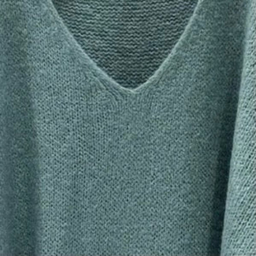 Mohair Blend V-Neck Sweater - Duck Egg Blue | Putti Fine Fashions