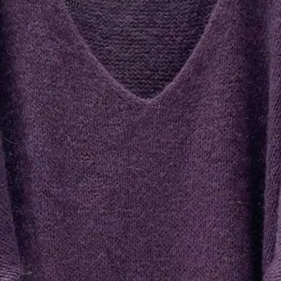 Mohair Blend V-Neck Sweater - Grape | Putti Fine Fashions