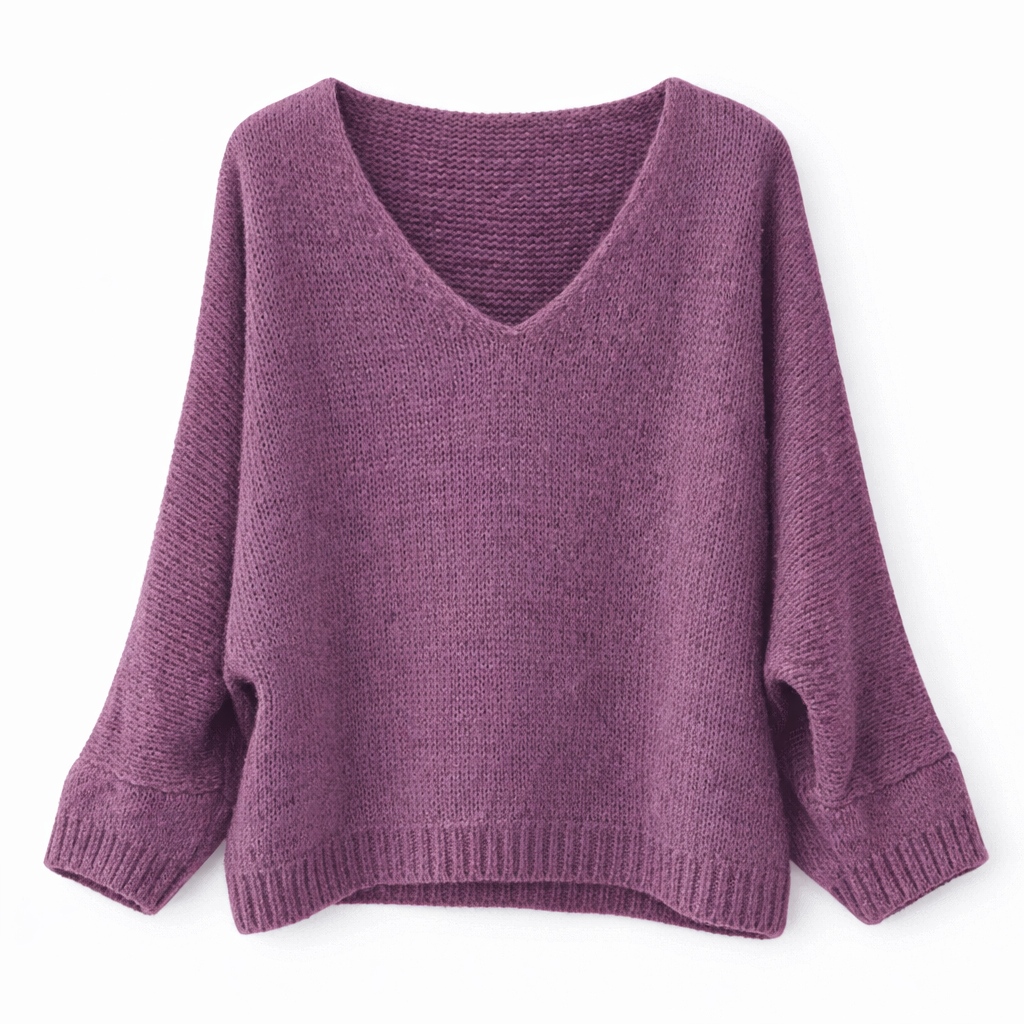 Mohair Blend V-Neck Sweater - Light Magenta - Putti Fine Furnishings