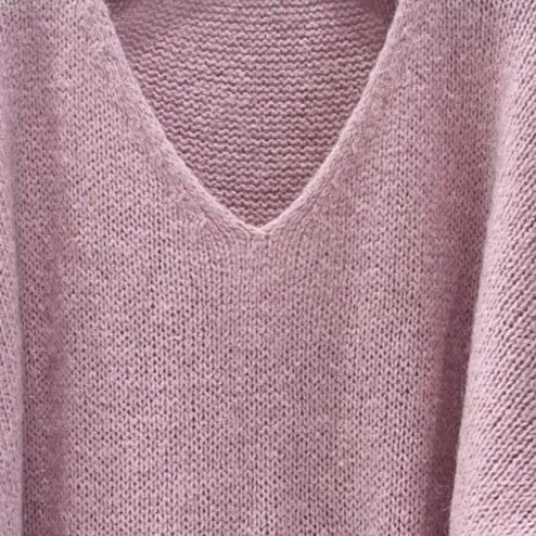 Mohair Blend V-Neck Sweater - Light Pink | Putti Fine Fashions