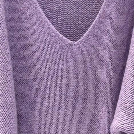 Mohair Blend V-Neck Sweater - Lilac | Putti Fine Fashions