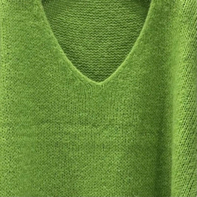 Mohair Blend V-Neck Sweater - Lime Green | Putti Fine Fashions