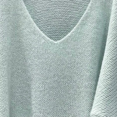Mohair Blend V-Neck Sweater - Pale Aqua | Putti Fine Fashions