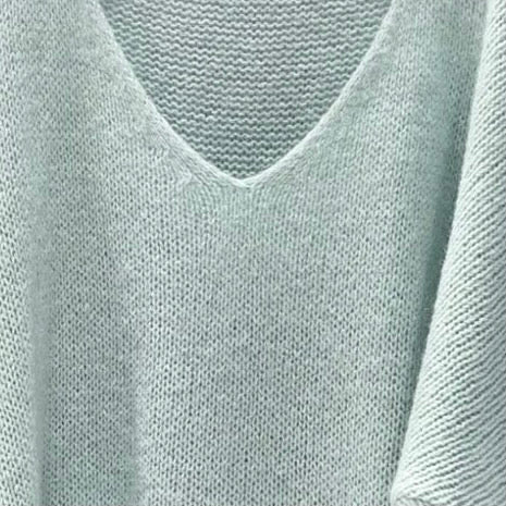 Mohair Blend V-Neck Sweater - Pale Aqua | Putti Fine Fashions