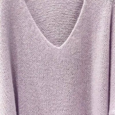 Mohair Blend V-Neck Sweater - Pale Lilac | Putti Fine Fashions