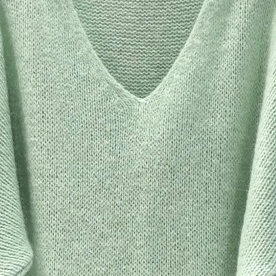 Mohair Blend V-Neck Sweater - Pale Mint Green | Putti Fine Fashions