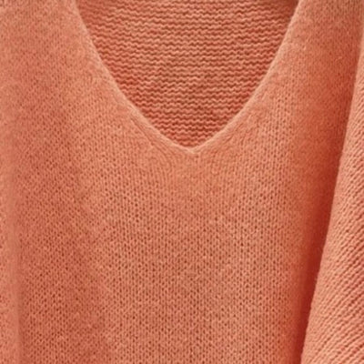 Mohair Blend V-Neck Sweater - Peach | Putti Fine Fashions