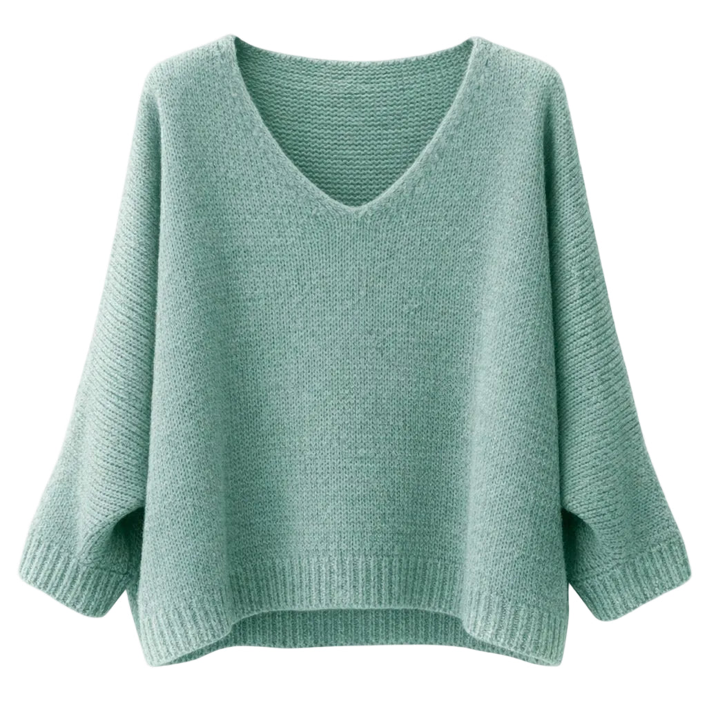 Mohair Blend V-Neck Sweater - Sea Green | Putti Fine Fashions