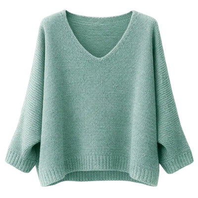 Mohair Blend V-Neck Sweater - Sea Green | Putti Fine Fashions