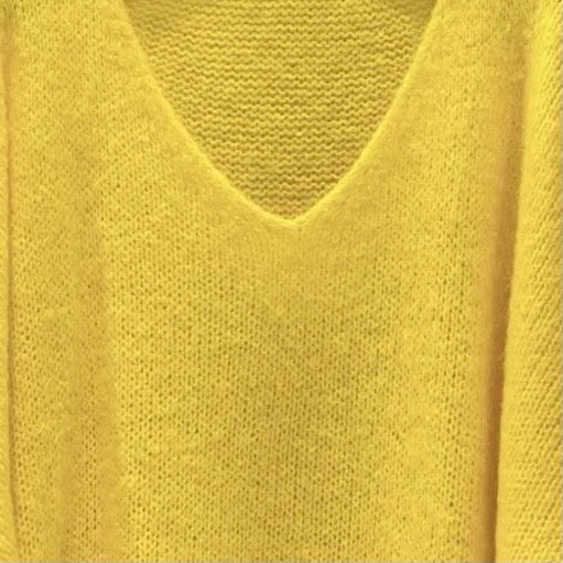 Mohair Blend V-Neck Sweater - Yellow | Putti Fine Fashions
