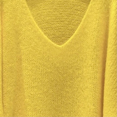 Mohair Blend V-Neck Sweater - Yellow | Putti Fine Fashions