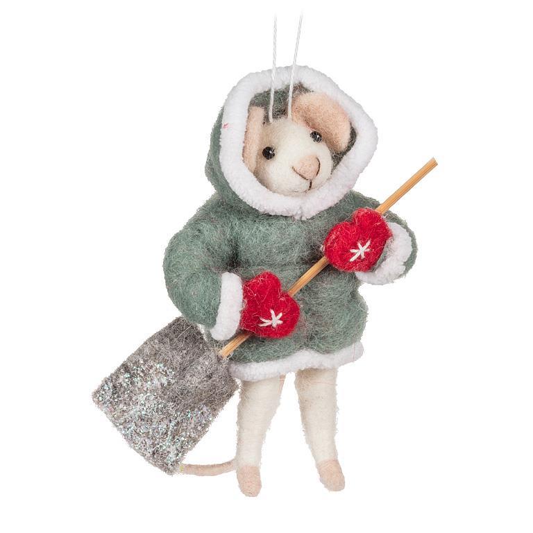 Mouse with Shovel Felt Ornament  | Putti Christmas Celebrations