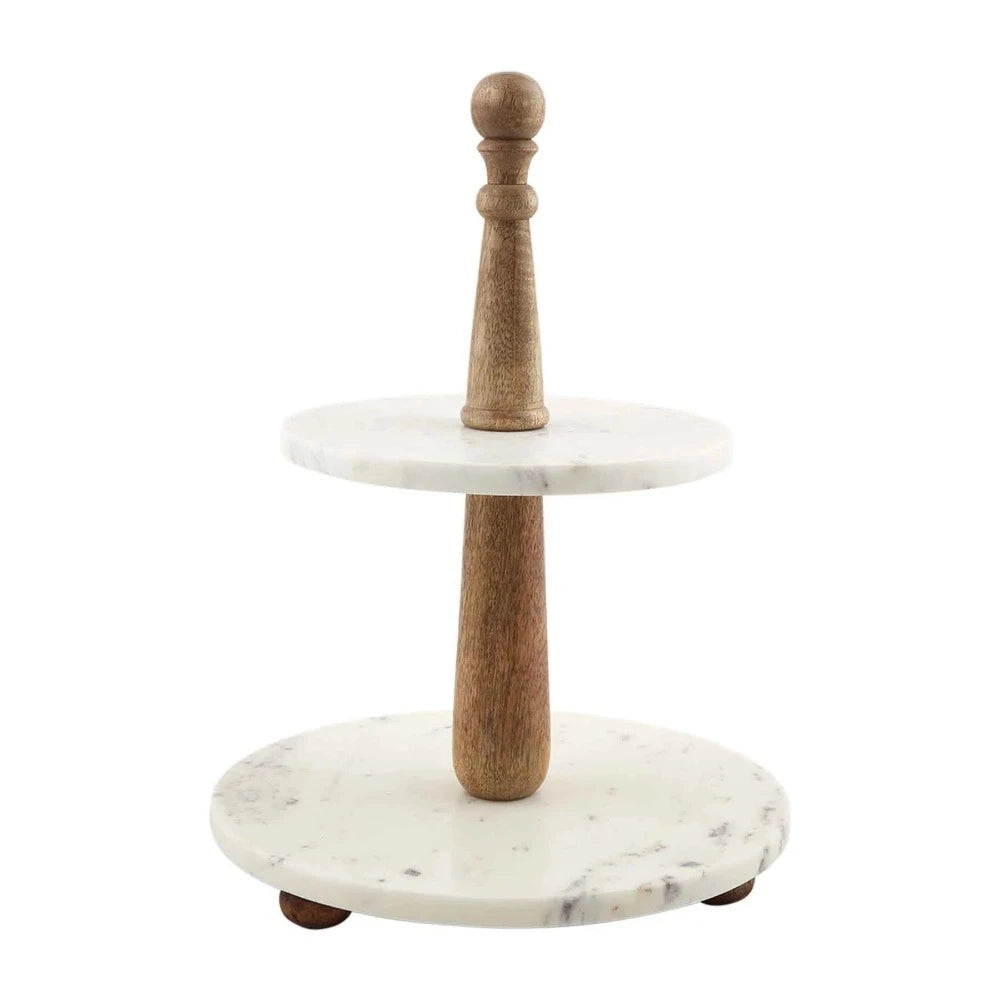 Mud Pie Marble And Wood Tiered Server
