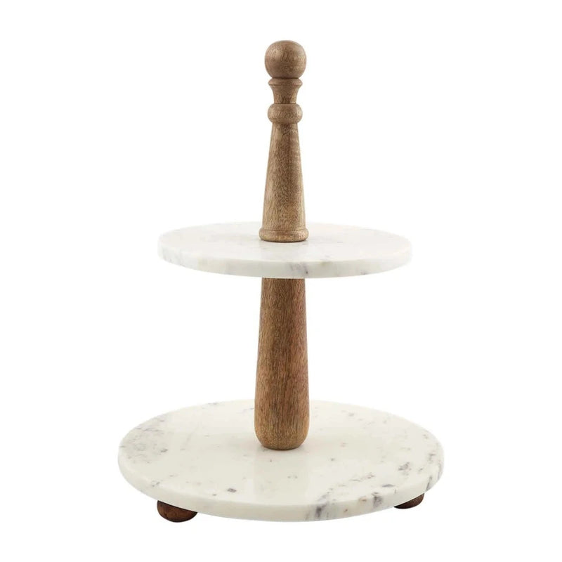 Mud Pie Marble And Wood Tiered Server