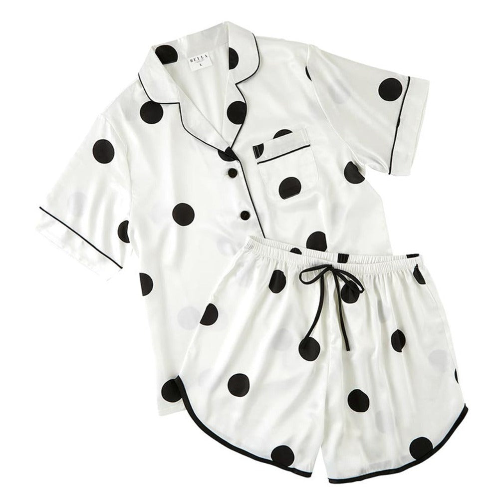 Bella Sleep and Spa Polka Dot Satin Short PJ Set  | Putti Fine Fashions