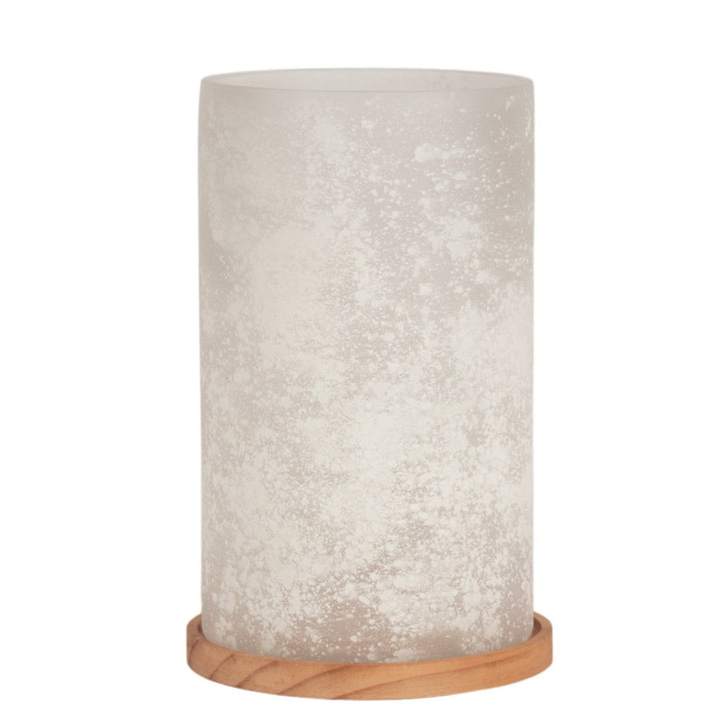 Frosted Candle Hurricane on Wood Base - Large