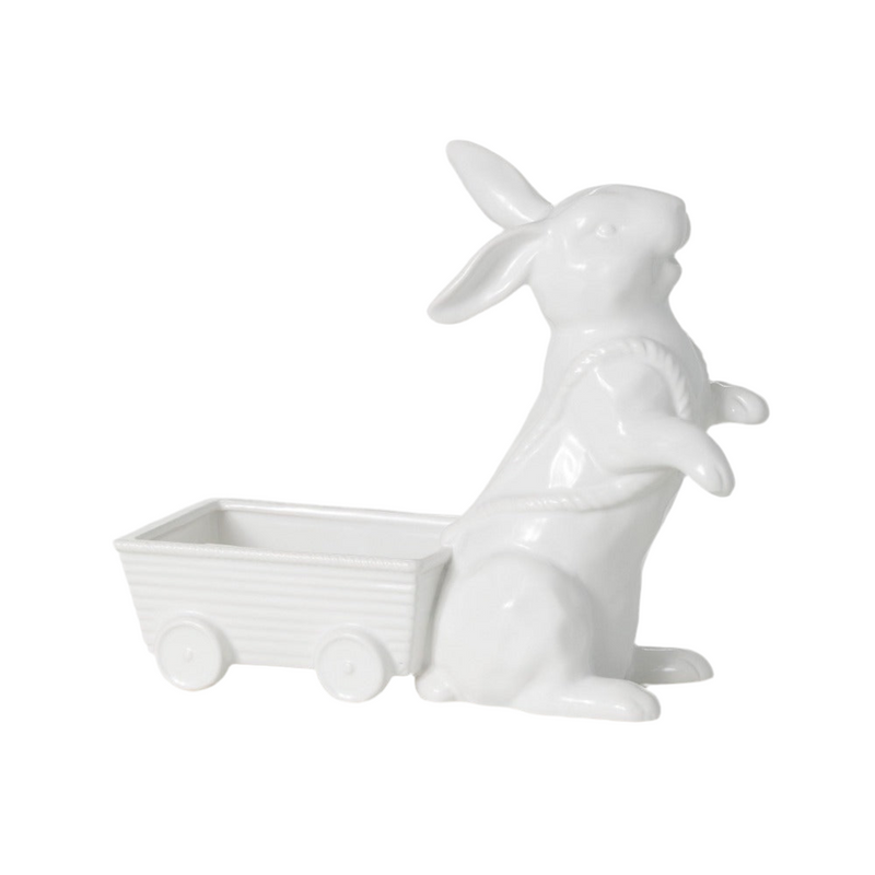 Sullivans White Ceramic Bunny with Wagon | Putti Fine Furnishings