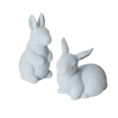 Pale Blue Flocked Bunny