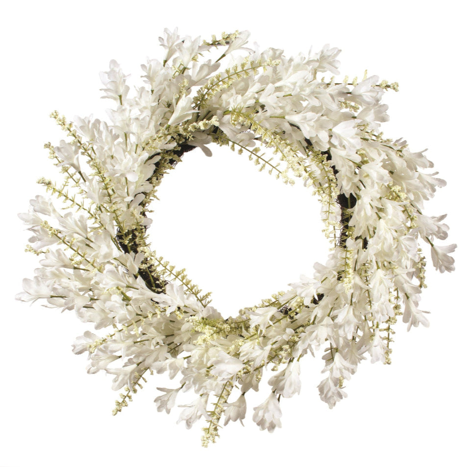 White Forsythia Wreath | Putti Fine Furnishings Canada