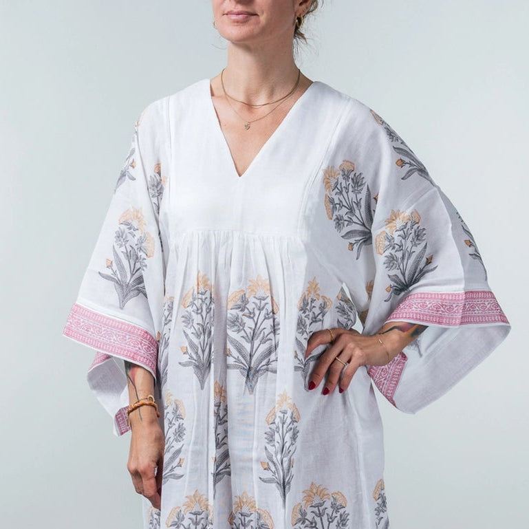 Nest Factory Bouquet Mini Dress 2 ply - Pink, Grey and Yellow | Putti Fine Fashions