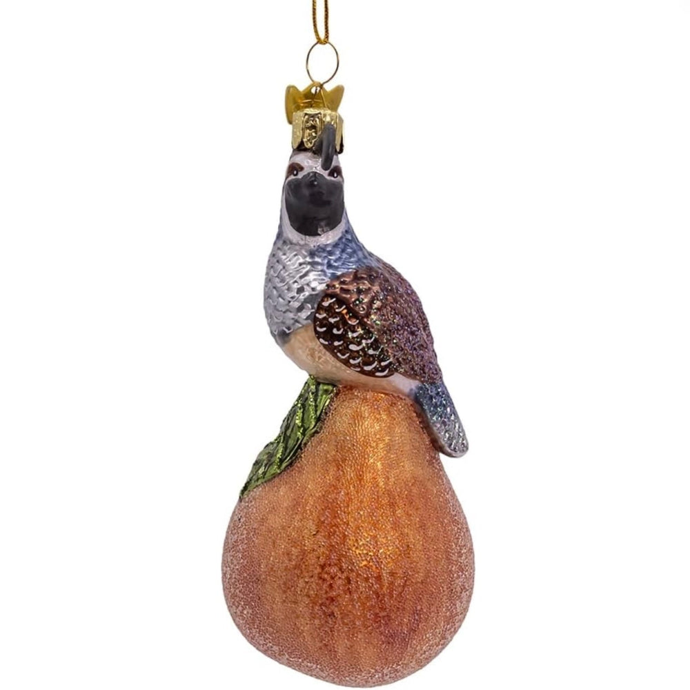 Noble Gems Partridge and Pear Glass Ornament | Putti Christmas Canada