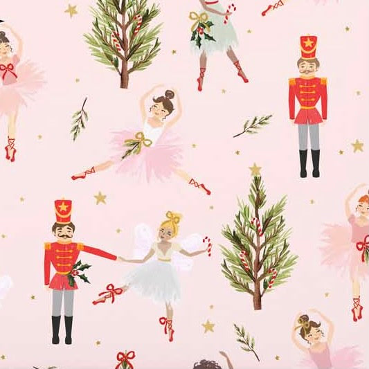 Pink Nutcracker Christmas Wrapping Paper Sheet - Small